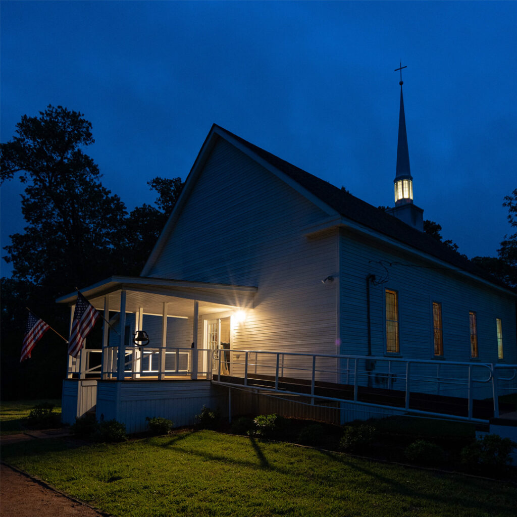 Chapel at night exterior